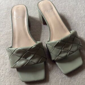 Vince Camuto Olive Woven Heeled Slides